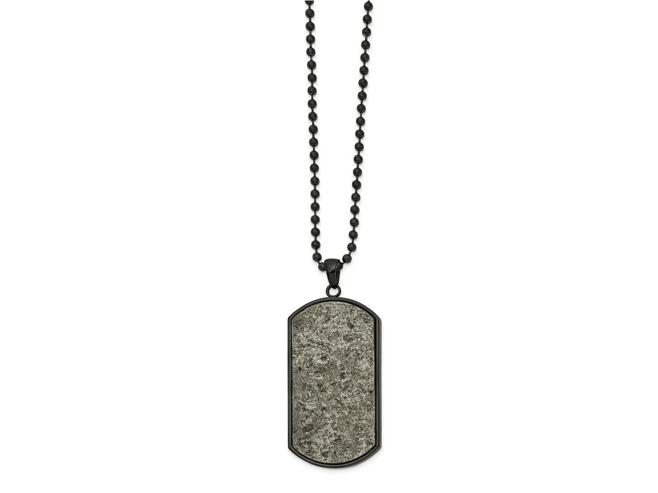 FJC Finejewelers Stainless Steel Ball Black IP with Sedimentary Rock Dog Tag Necklace 24 Inches x 23.96 mm