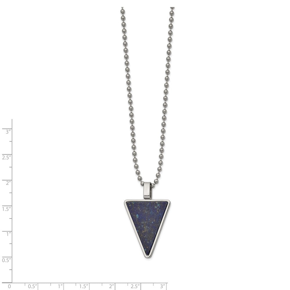 FJC Finejewelers Stainless Steel Fancy Polished with Genuine Lapis Triangle Necklace 22 Inches x 23.59 mm