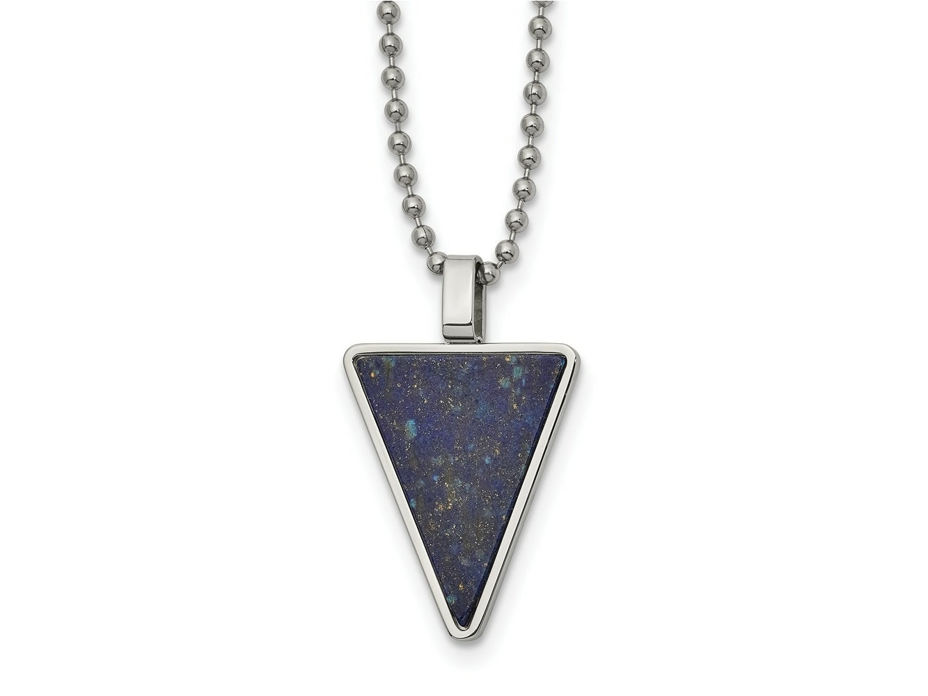 FJC Finejewelers Stainless Steel Fancy Polished with Genuine Lapis Triangle Necklace 22 Inches x 23.59 mm