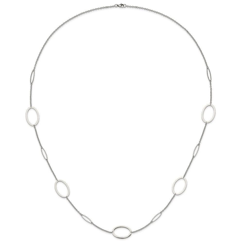 FJC Finejewelers Stainless Steel Cable Polished Fancy Oval Link Necklace 38 Inches x 20.1 mm