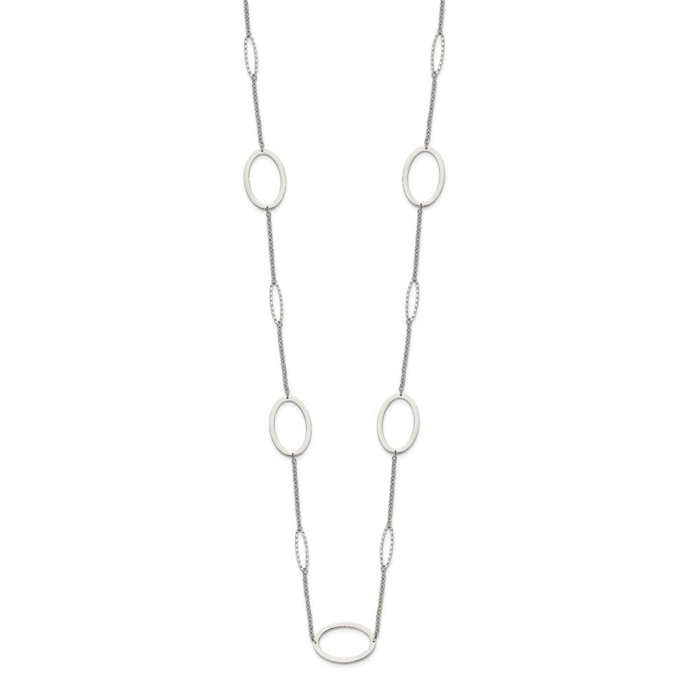 FJC Finejewelers Stainless Steel Cable Polished Fancy Oval Link Necklace 38 Inches x 20.1 mm