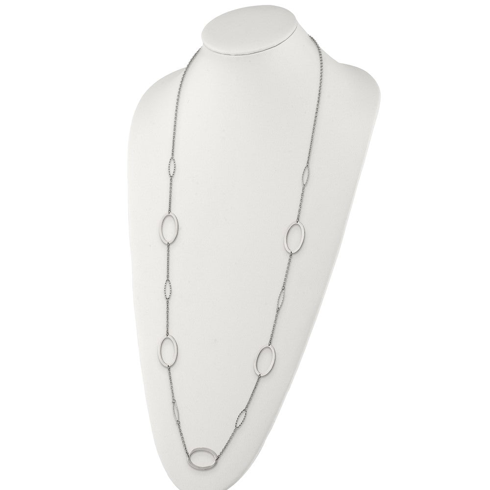 FJC Finejewelers Stainless Steel Cable Polished Fancy Oval Link Necklace 38 Inches x 20.1 mm