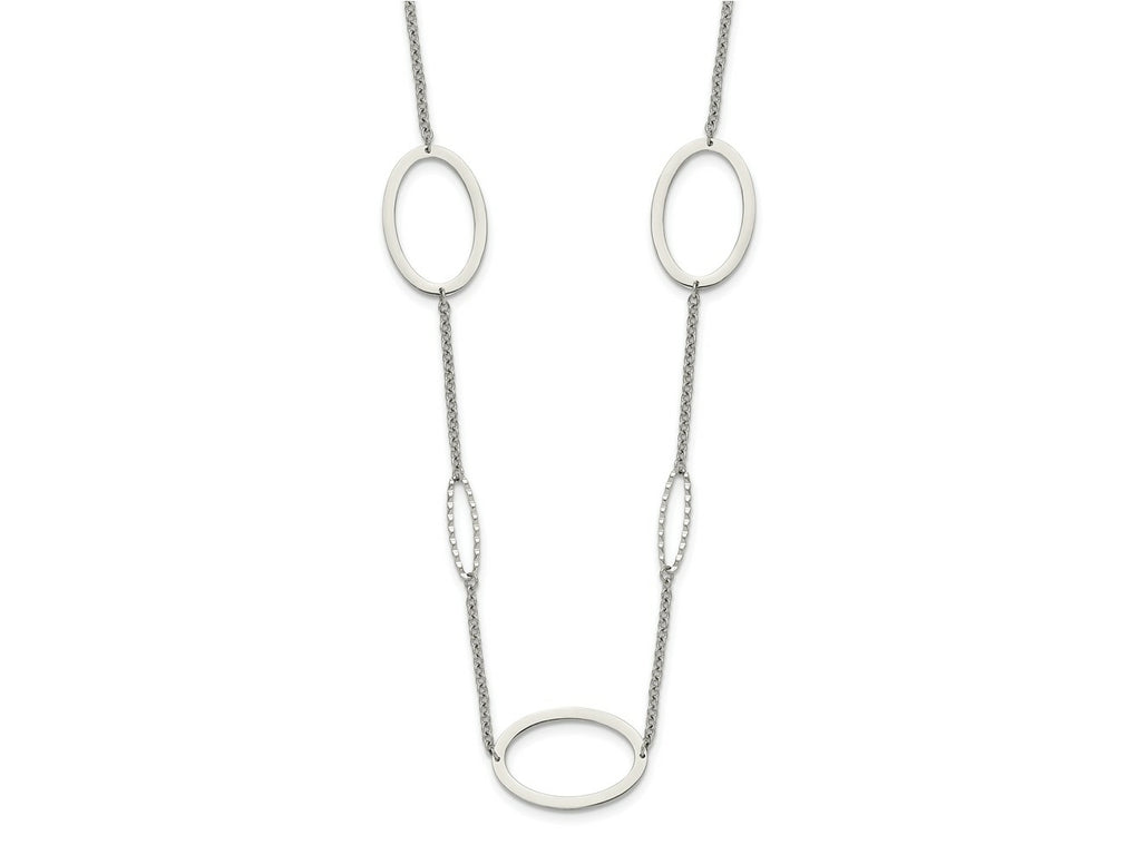 FJC Finejewelers Stainless Steel Cable Polished Fancy Oval Link Necklace 38 Inches x 20.1 mm