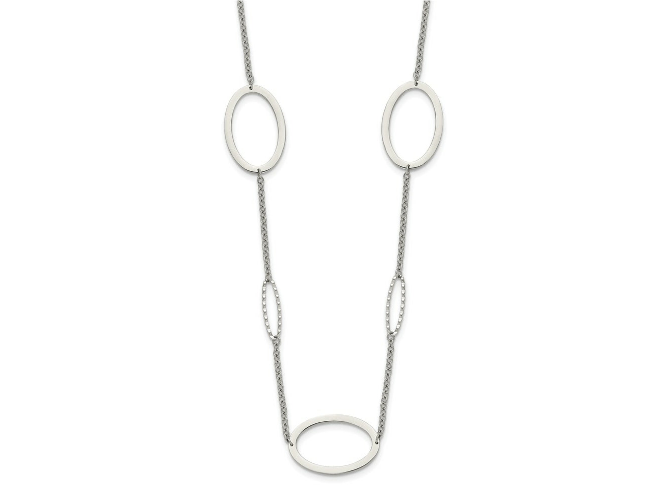 FJC Finejewelers Stainless Steel Cable Polished Fancy Oval Link Necklace 38 Inches x 20.1 mm