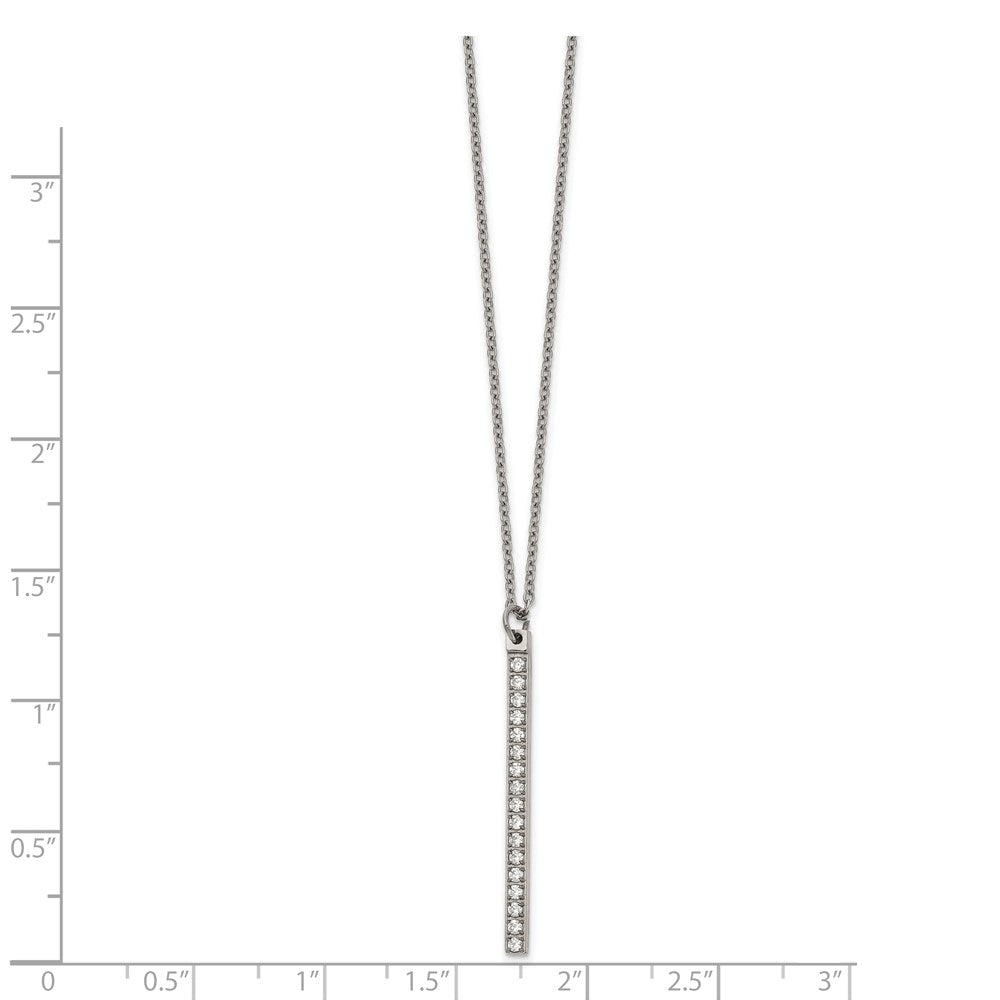 FJC Finejewelers Stainless Steel Bar Polished with CZ BAR Necklace 16 Inches x 1.3 mm