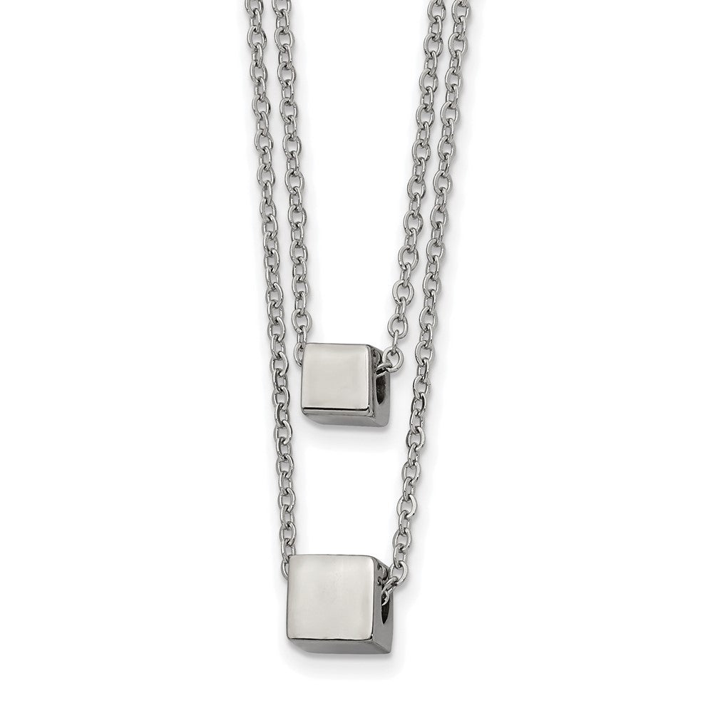 FJC Finejewelers Stainless Steel Fancy Two Strand Necklace 19 Inches x 5.95 mm