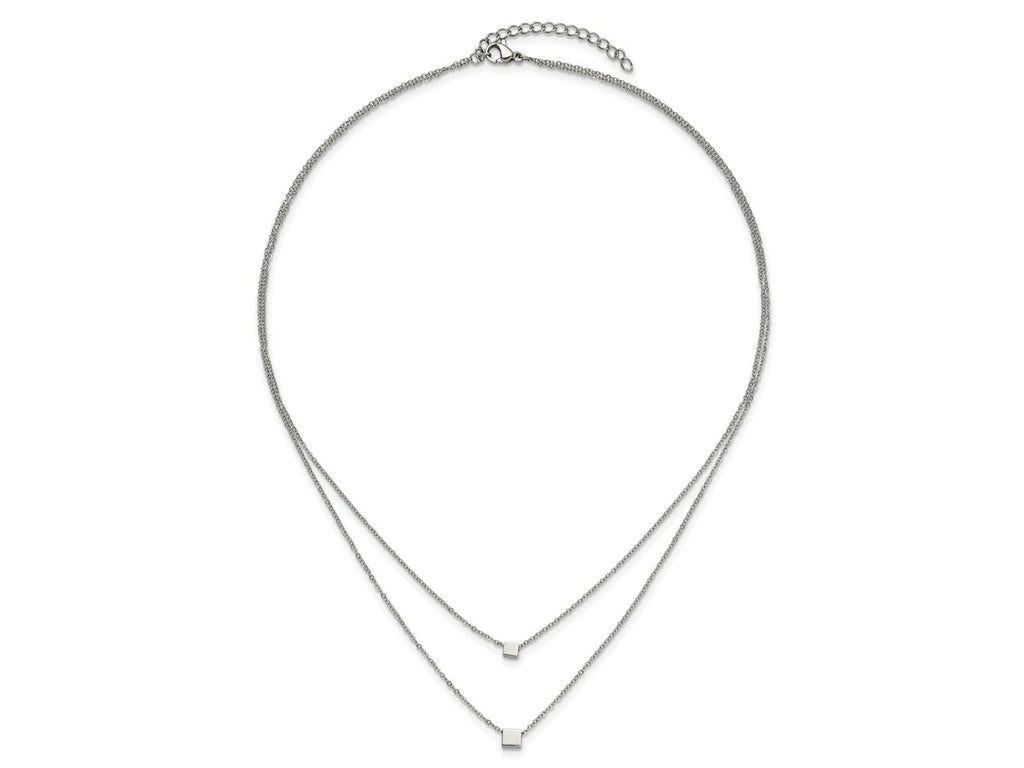 FJC Finejewelers Stainless Steel Fancy Two Strand Necklace 19 Inches x 5.95 mm