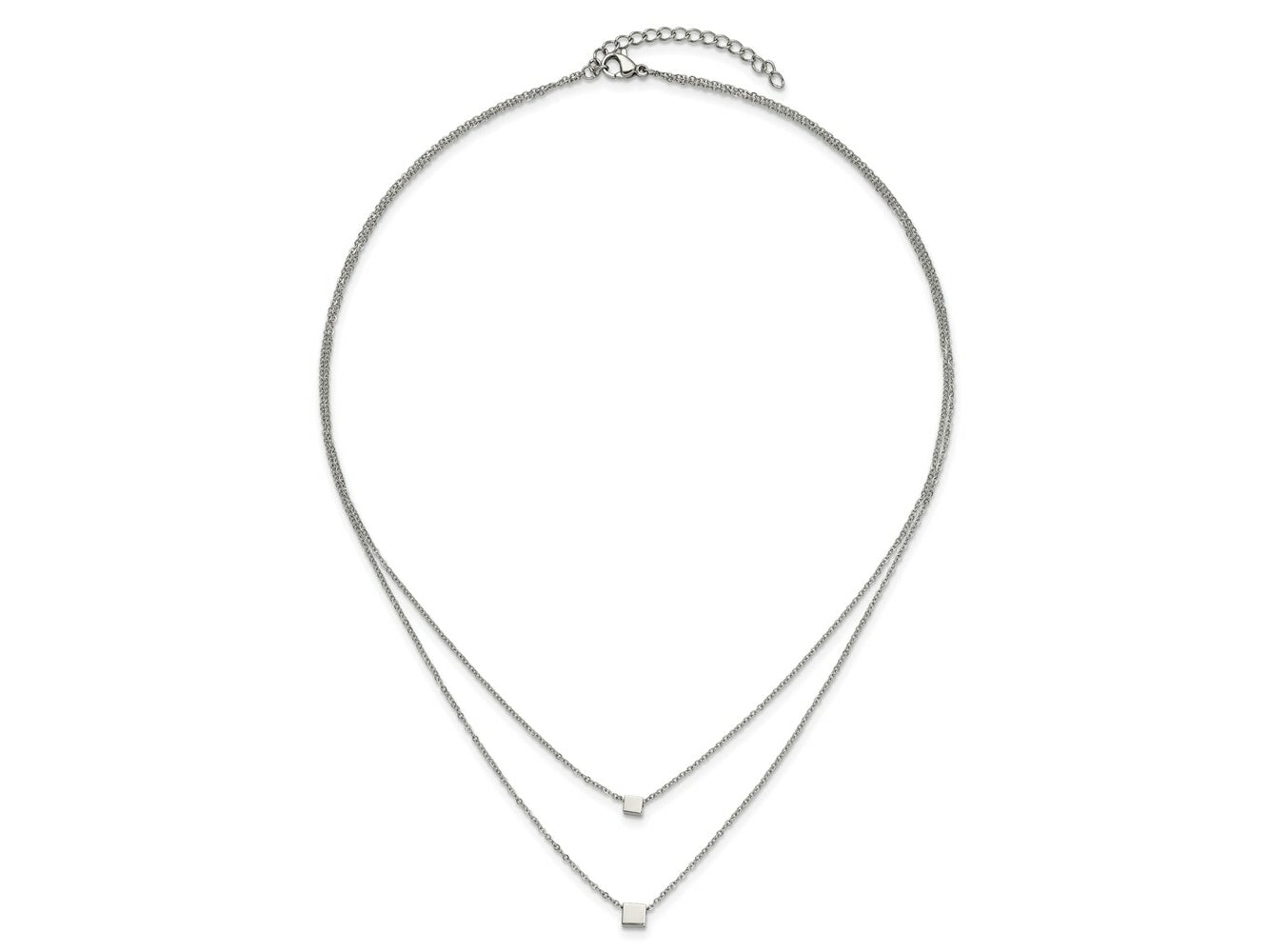 FJC Finejewelers Stainless Steel Fancy Two Strand Necklace 19 Inches x 5.95 mm