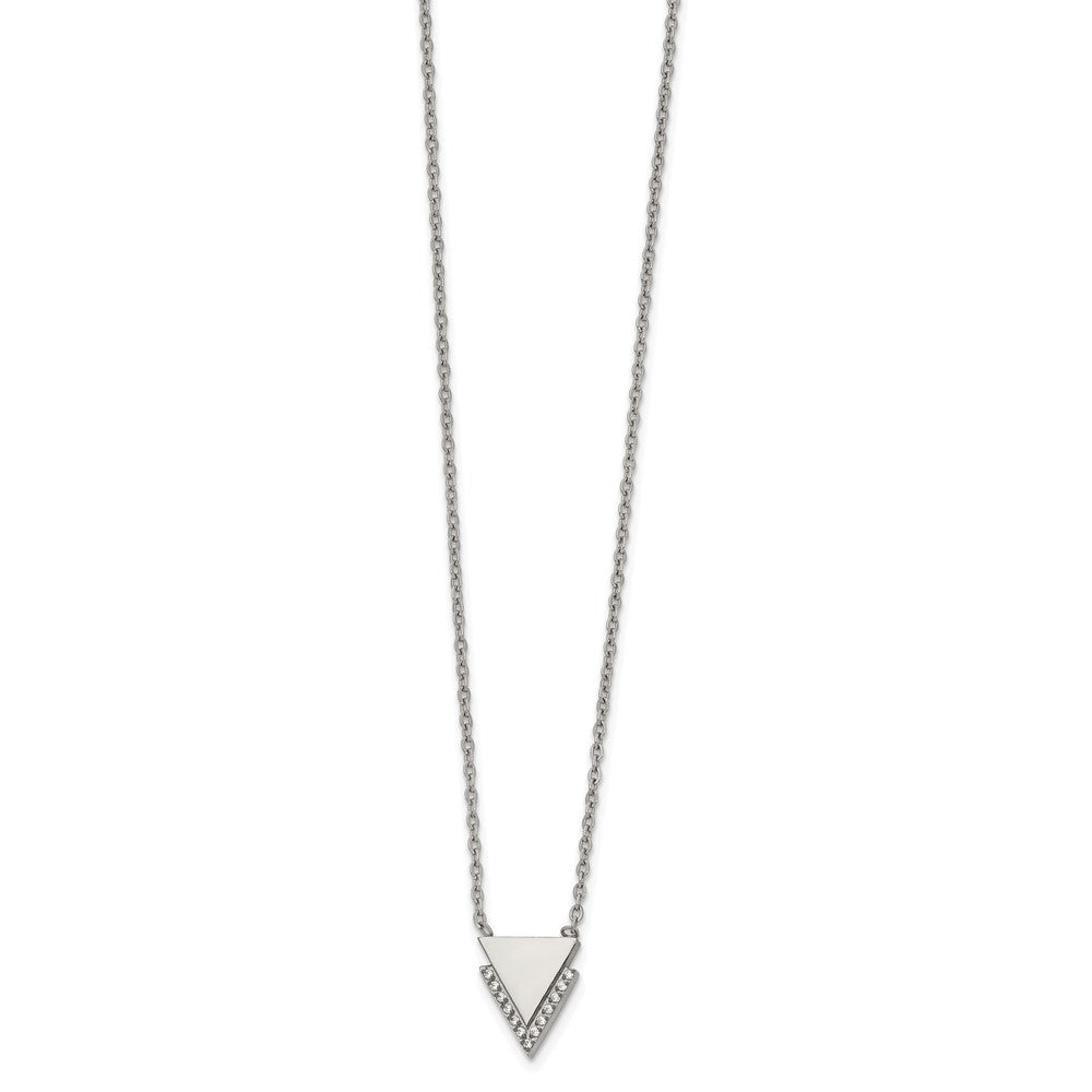 FJC Finejewelers Stainless Steel Cable with CZ Double Triangles Necklace 16.5 Inches x 1.9 mm