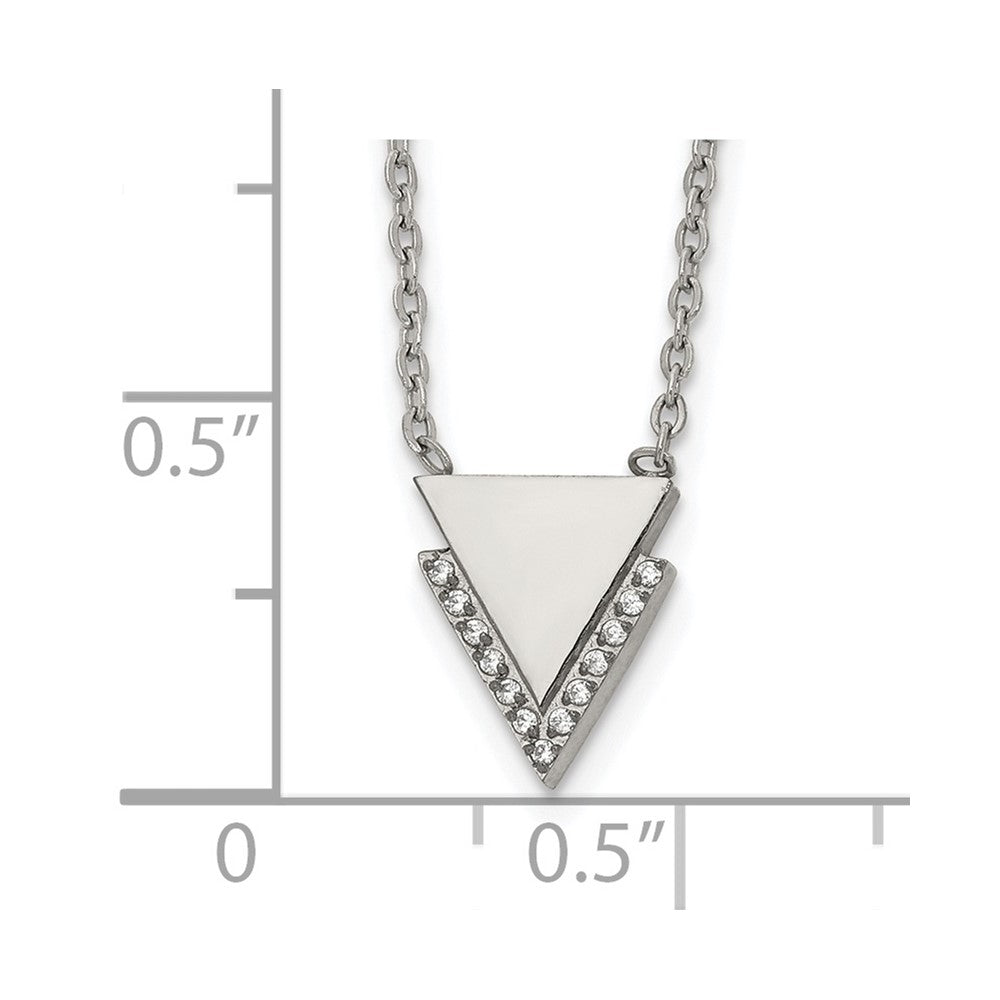 FJC Finejewelers Stainless Steel Cable with CZ Double Triangles Necklace 16.5 Inches x 1.9 mm