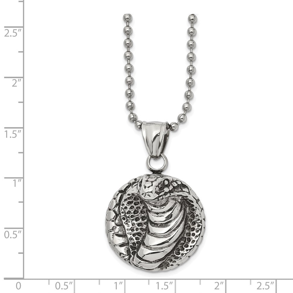 FJC Finejewelers Stainless Steel Ball Antiqued and Polished Cobra Necklace 22 Inches x 25.72 mm
