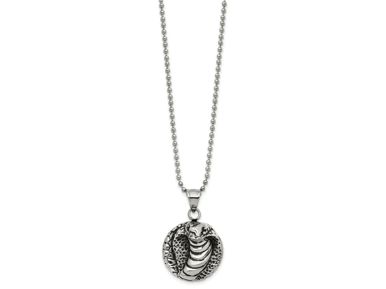 FJC Finejewelers Stainless Steel Ball Antiqued and Polished Cobra Necklace 22 Inches x 25.72 mm