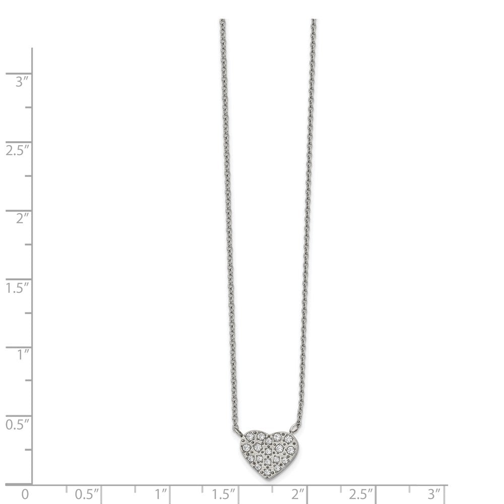 FJC Finejewelers Stainless Steel Polished with CZ Heart Necklace 19.5 Inches x 11 mm