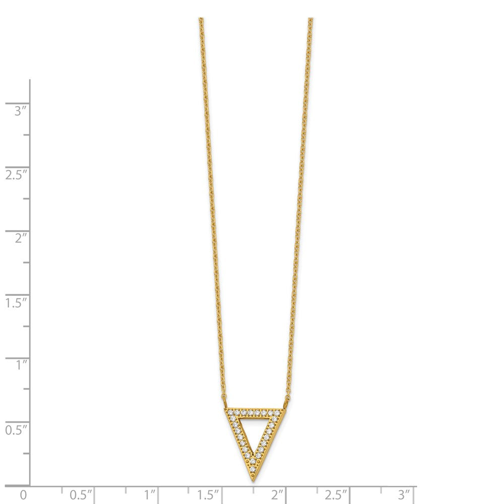 FJC Finejewelers Stainless Steel Yellow IP-plated CZ Triangle Necklace 19.5 Inches x 12.6 mm