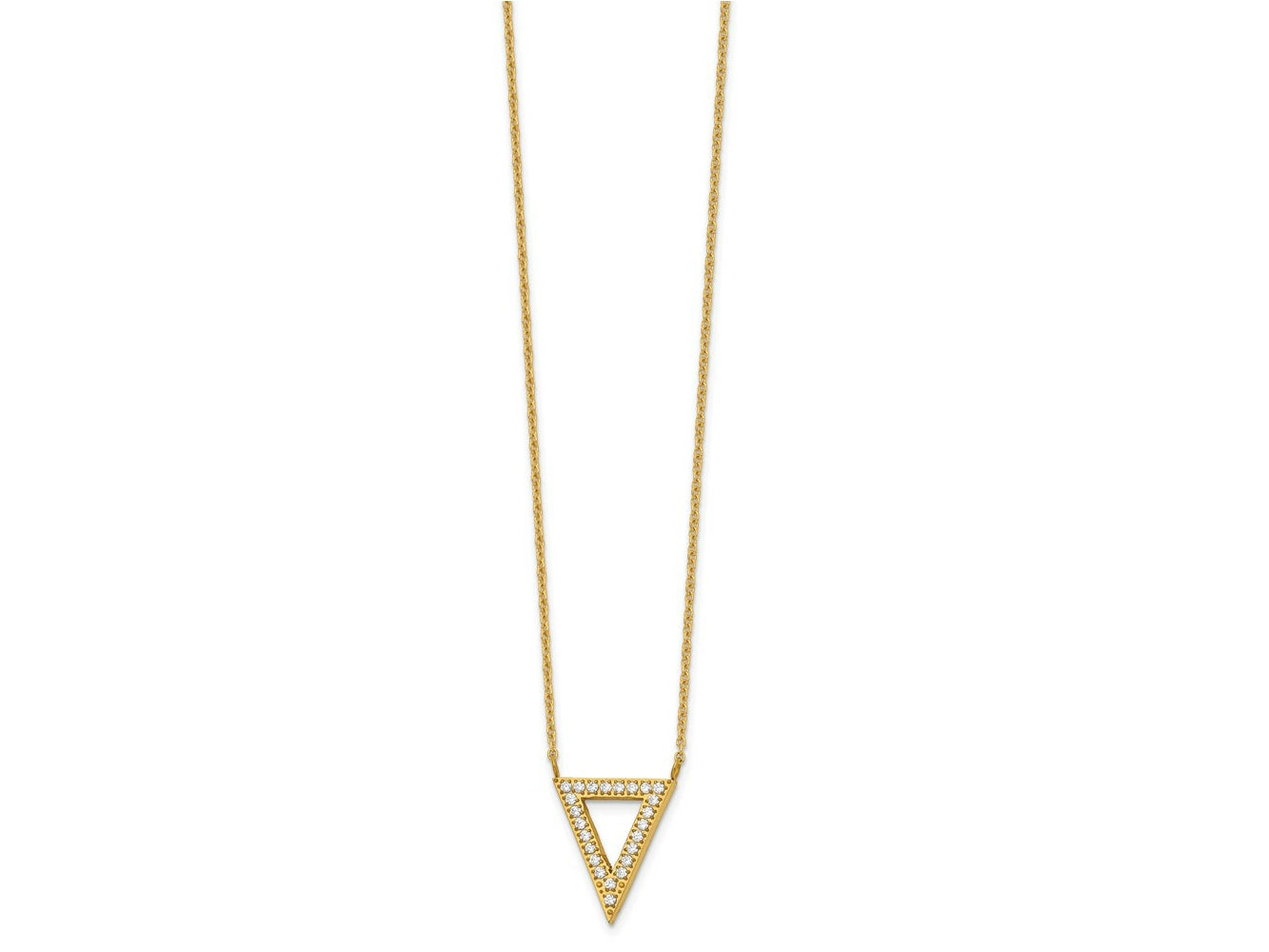 FJC Finejewelers Stainless Steel Yellow IP-plated CZ Triangle Necklace 19.5 Inches x 12.6 mm