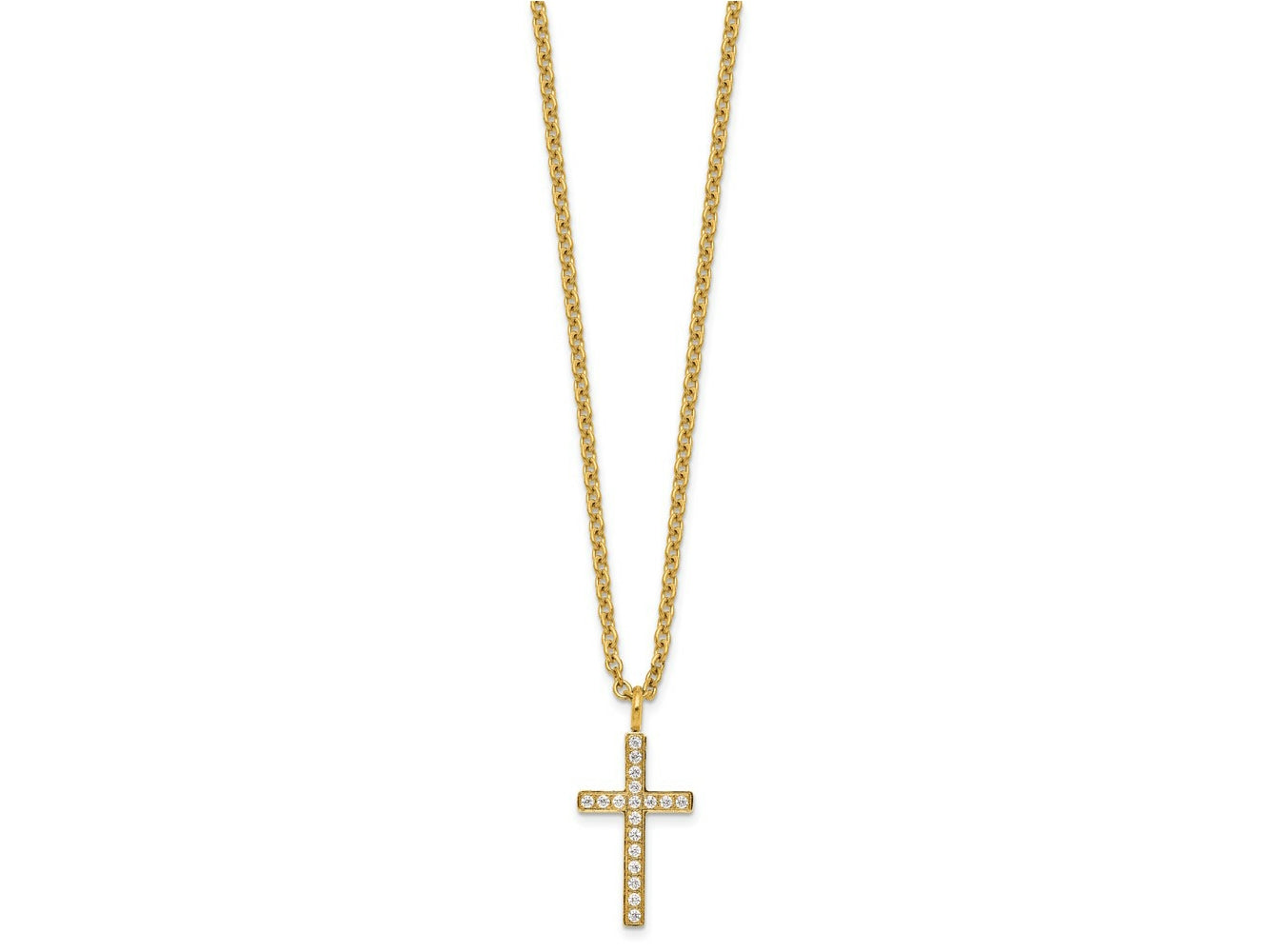 FJC Finejewelers Stainless Steel Yellow IP-plated with CZ Cross Necklace 20 Inches x 14 mm