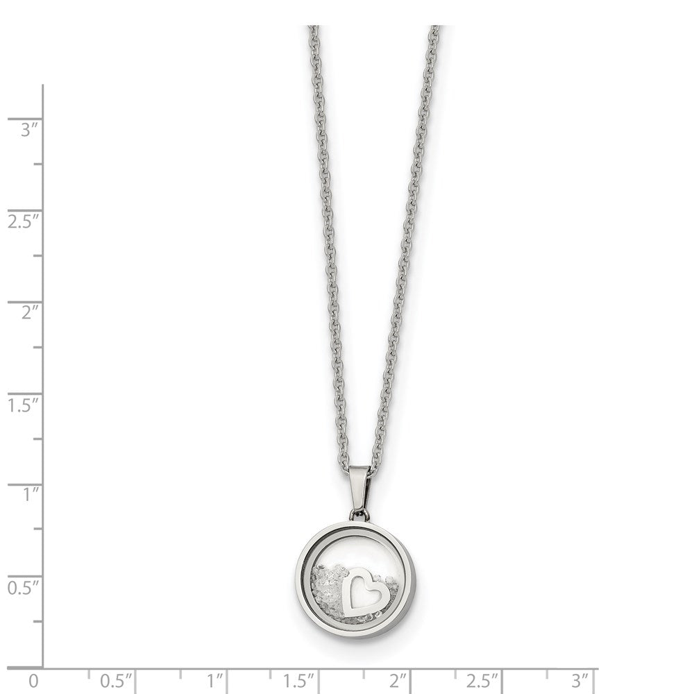 FJC Finejewelers Stainless Steel Floating Crystal Heart 16in with 2in ext Necklace 18 Inches x 12 mm
