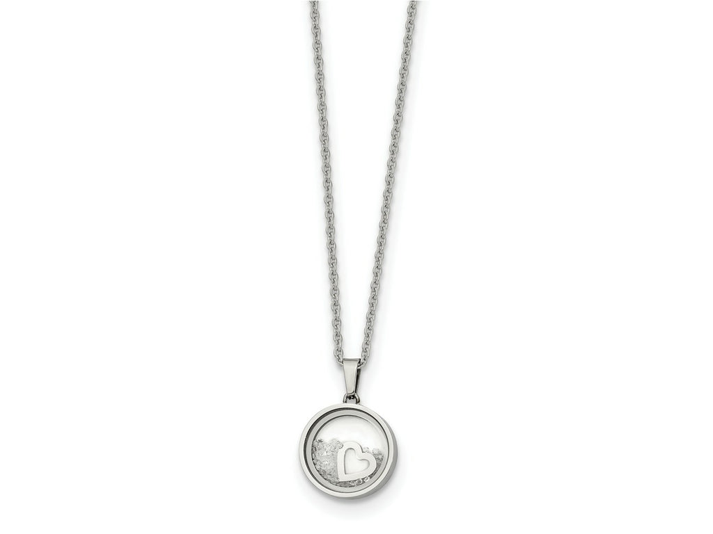 FJC Finejewelers Stainless Steel Floating Crystal Heart 16in with 2in ext Necklace 18 Inches x 12 mm