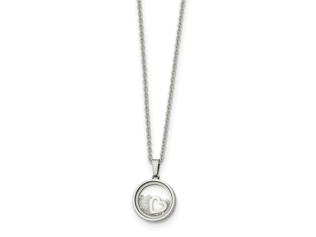 FJC Finejewelers Stainless Steel Floating Crystal Heart 16in with 2in ext Necklace 18 Inches x 12 mm
