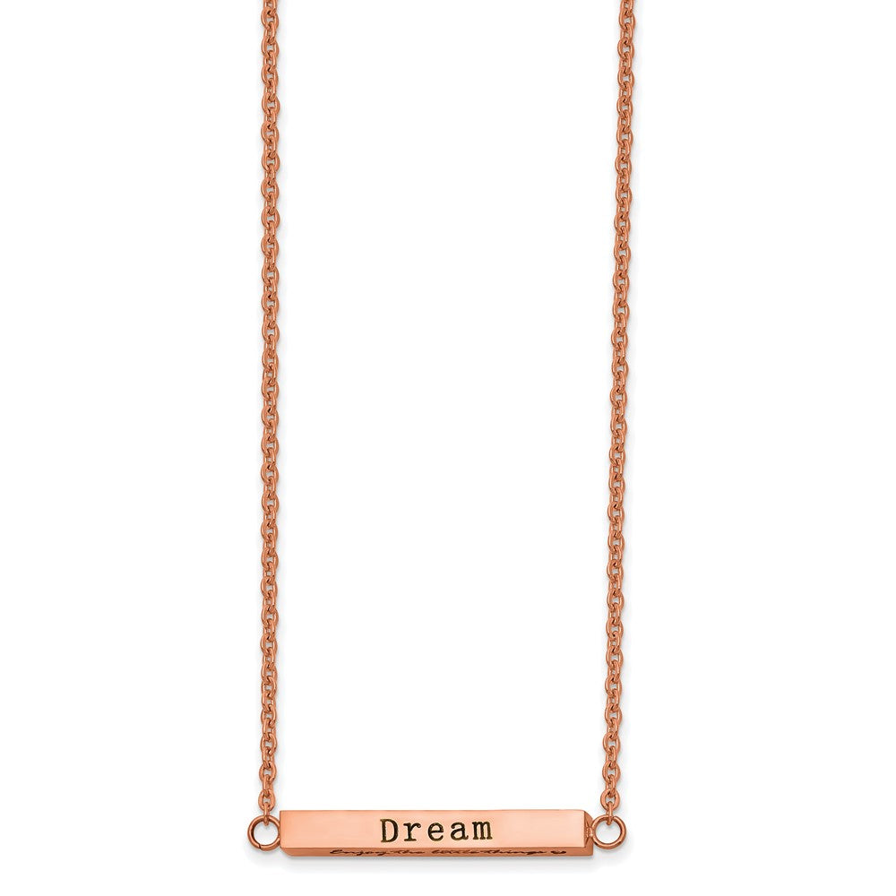 FJC Finejewelers Stainless Steel Cable Rose IP Plated CZ ENJOY Bar Necklace 18 Inches x 3.9 mm