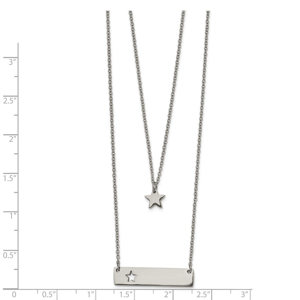 FJC Finejewelers Stainless Steel Star and Bar Multi Strand Necklace 17 Inches x 1.4 mm
