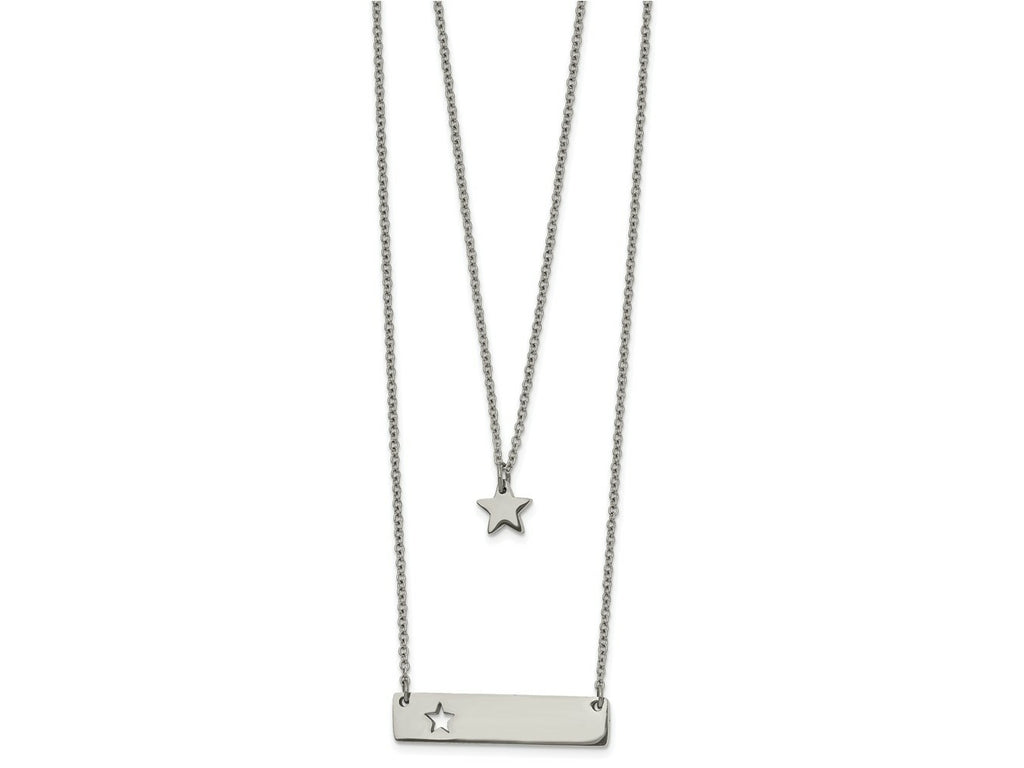 FJC Finejewelers Stainless Steel Star and Bar Multi Strand Necklace 17 Inches x 1.4 mm