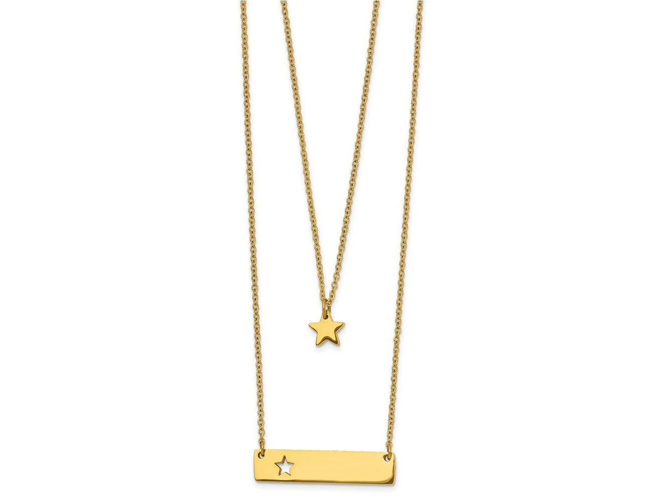 FJC Finejewelers Stainless Steel Yellow IP Plated Star/Bar Multi Strand Necklace 17 Inches x 1.4 mm