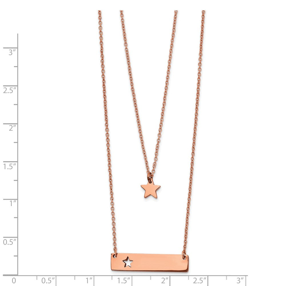 FJC Finejewelers Stainless Steel Rose IP Plated Star/Bar Multi Strand Necklace 17 Inches x 1.4 mm
