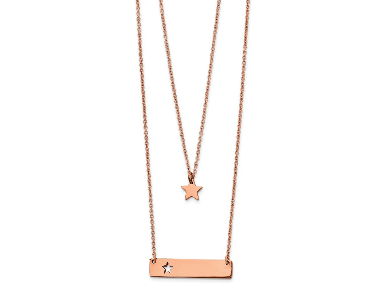 FJC Finejewelers Stainless Steel Rose IP Plated Star/Bar Multi Strand Necklace 17 Inches x 1.4 mm