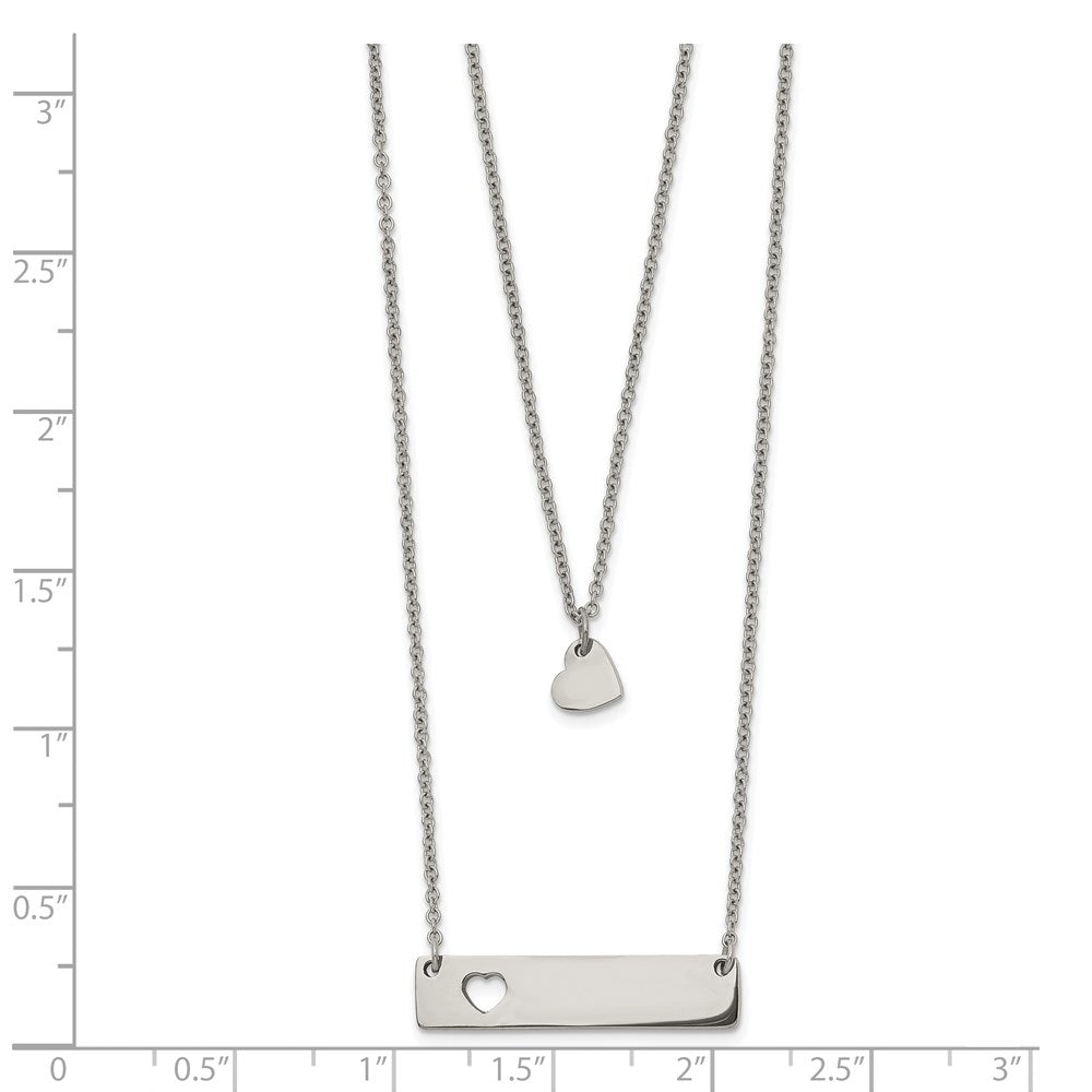 FJC Finejewelers Stainless Steel Cable Heart Bar Multi Strand Necklace 17 Inches x 1.4 mm