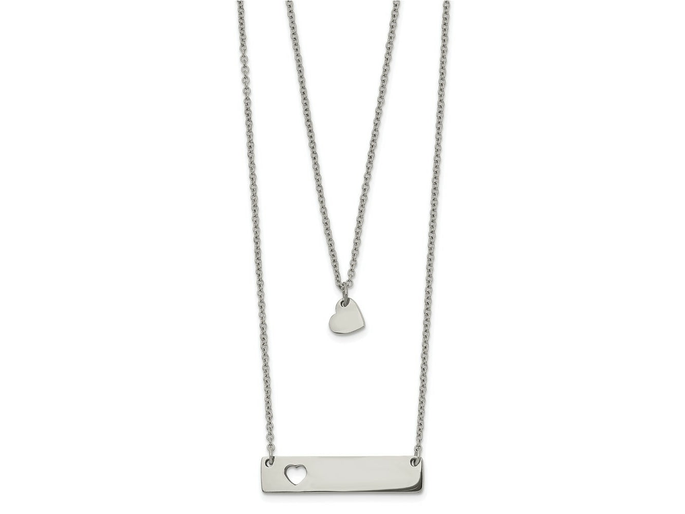 FJC Finejewelers Stainless Steel Cable Heart Bar Multi Strand Necklace 17 Inches x 1.4 mm
