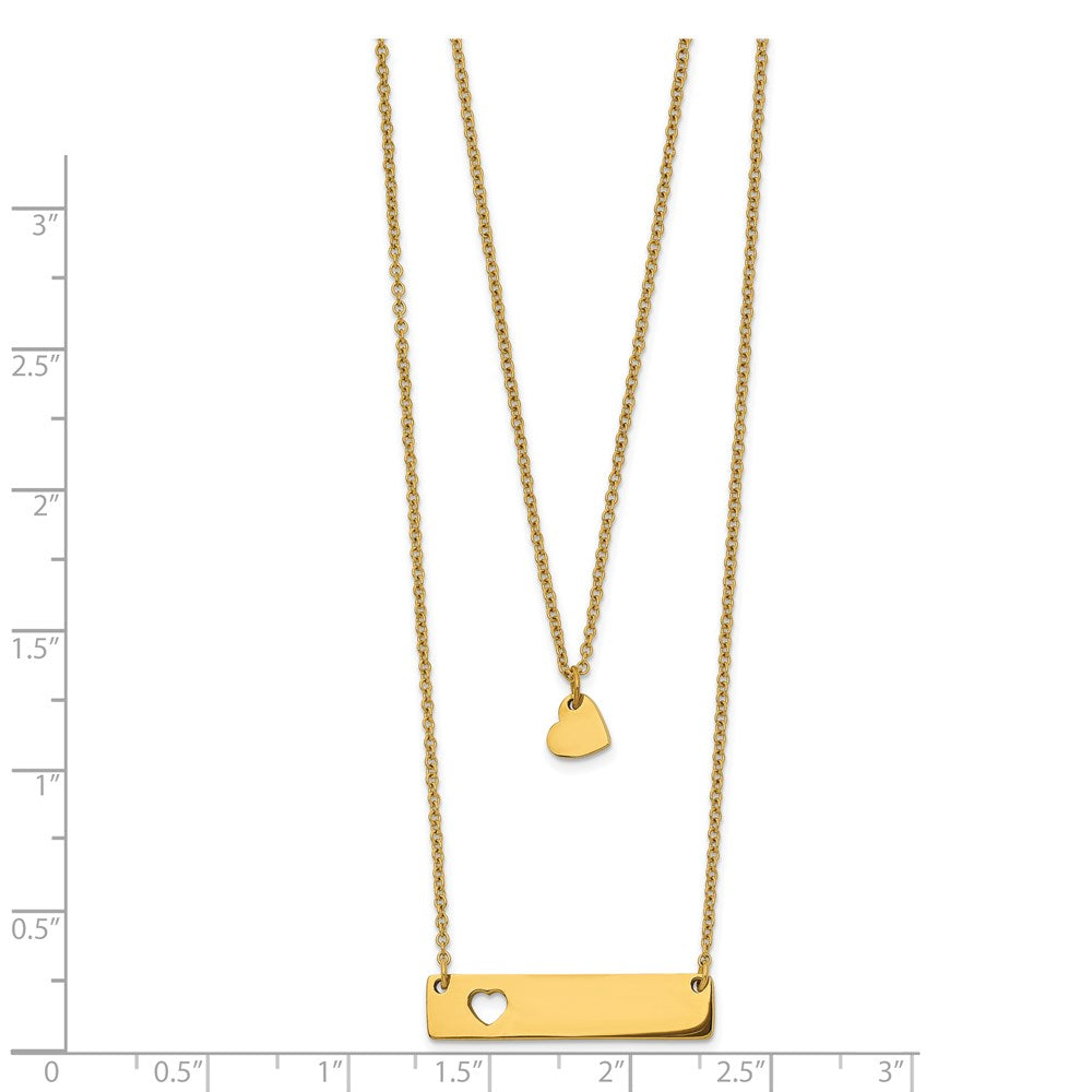FJC Finejewelers Stainless Steel Yellow IP Heart Bar Multi Strand 1.5in ext Necklac 17 Inches x 1.5 mm