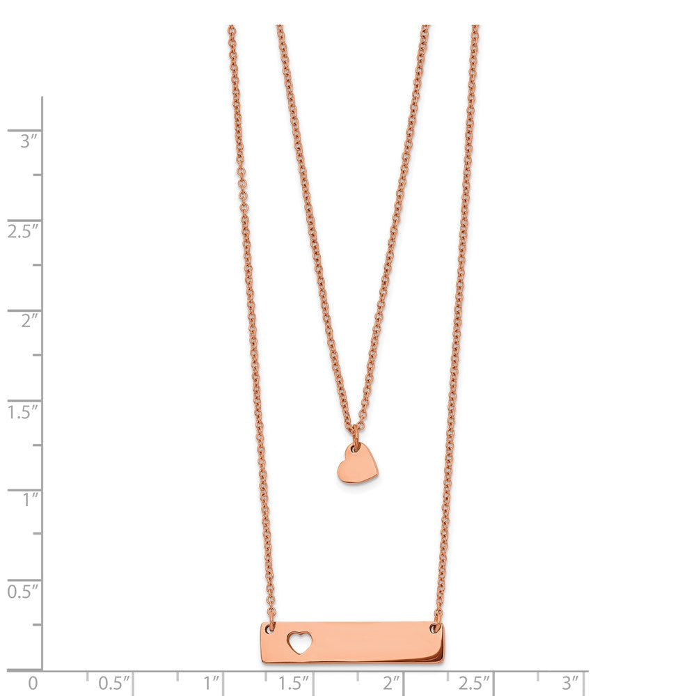 FJC Finejewelers Stainless Steel Rose IP Plated Heart Bar Multi Strand Necklace 17 Inches x 1.5 mm