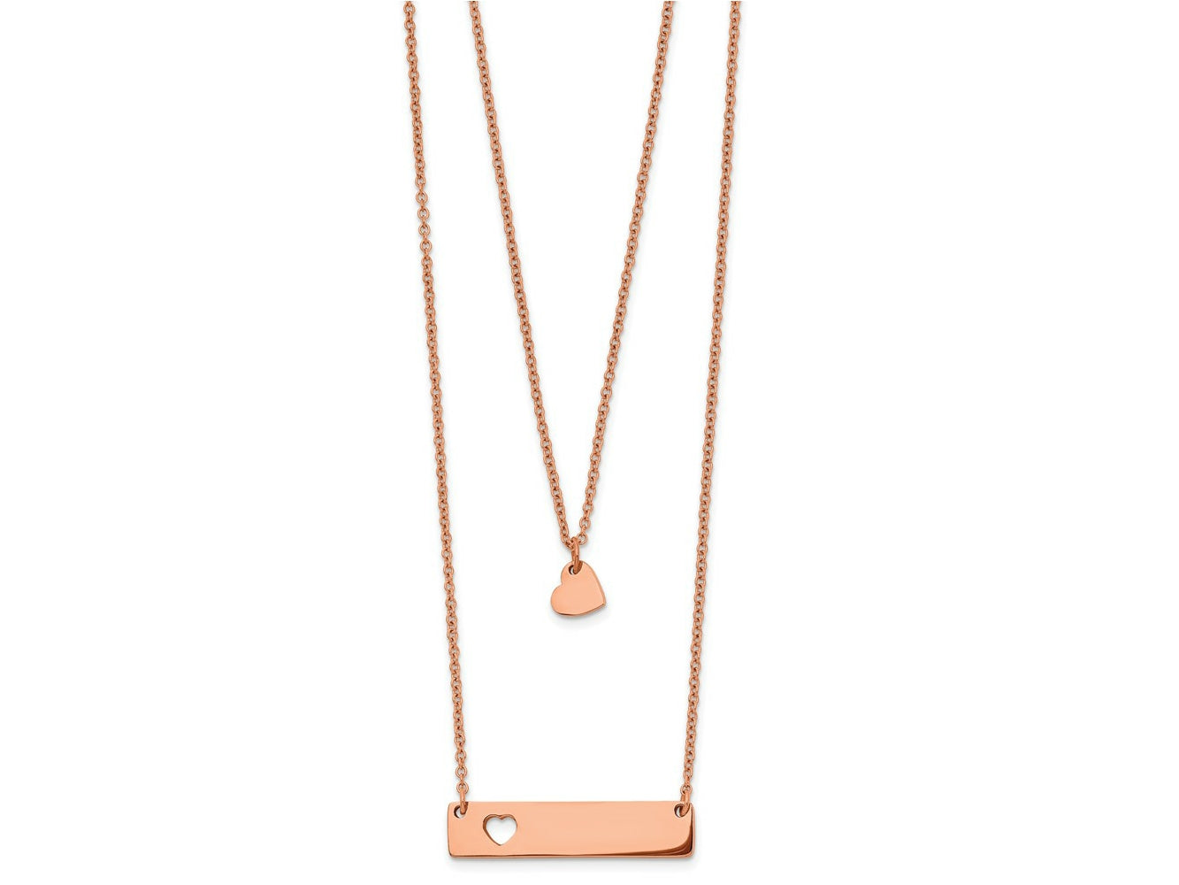 FJC Finejewelers Stainless Steel Rose IP Plated Heart Bar Multi Strand Necklace 17 Inches x 1.5 mm