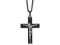 FJC Finejewelers Stainless Steel Polished Black IP-plated Crucifix Necklace 24 Inches x 40 mm