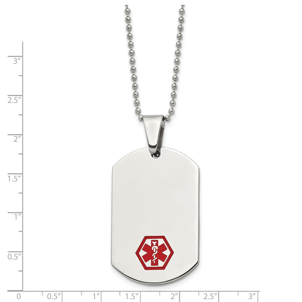 FJC Finejewelers Stainless Steel Medical Alert with Red Enamel Medical ID Necklace 24 Inches x 27 mm
