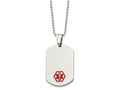 FJC Finejewelers Stainless Steel Medical Alert with Red Enamel Medical ID Necklace 24 Inches x 27 mm