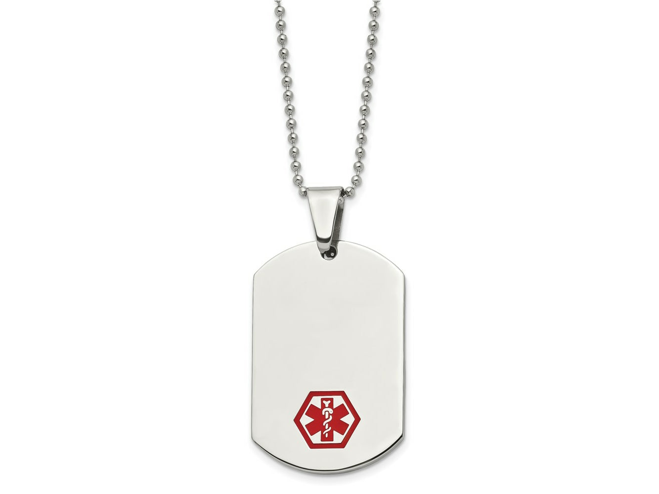 FJC Finejewelers Stainless Steel Medical Alert with Red Enamel Medical ID Necklace 24 Inches x 27 mm