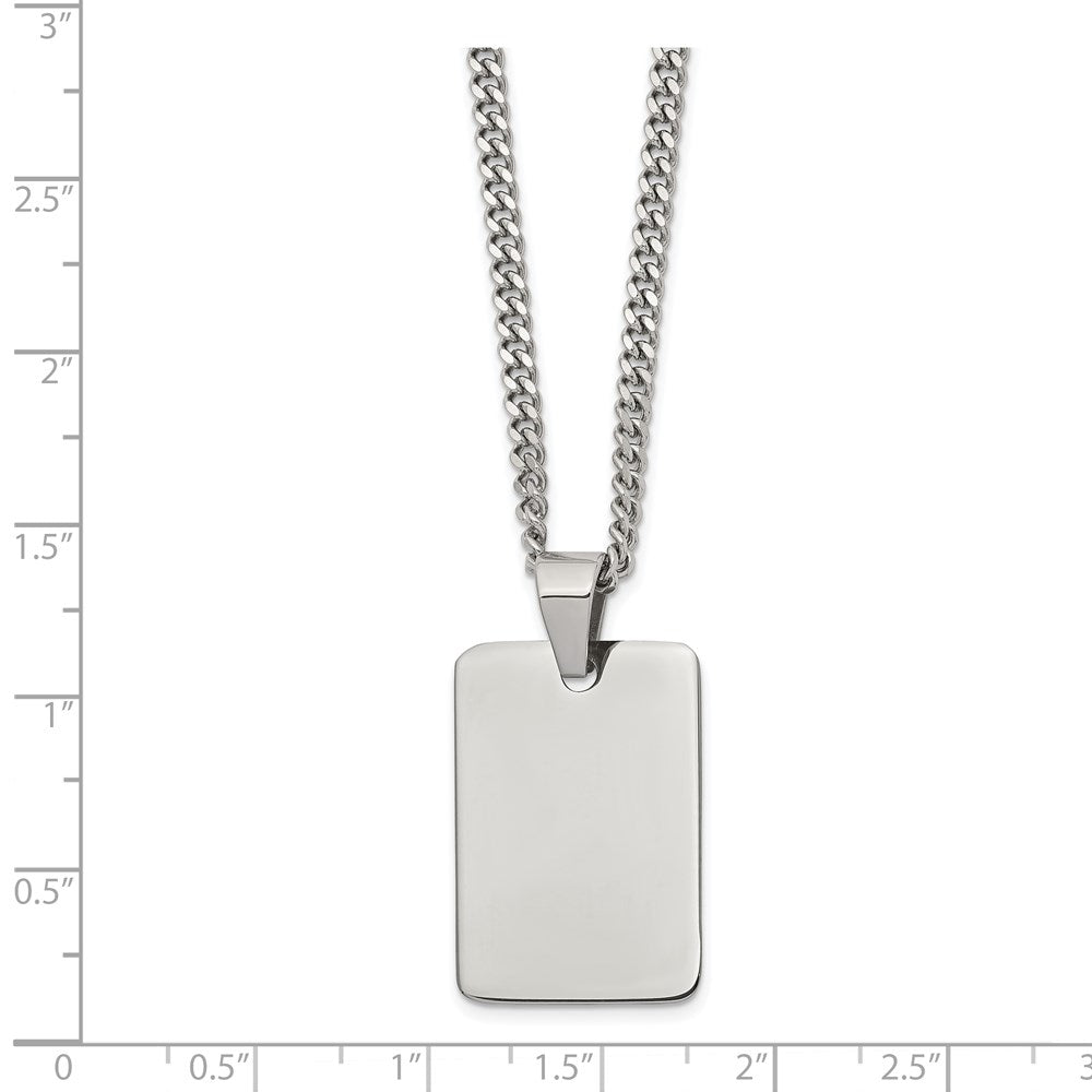 FJC Finejewelers Stainless Steel Curb Polished Dog Tag Necklace 24 Inches x 19 mm