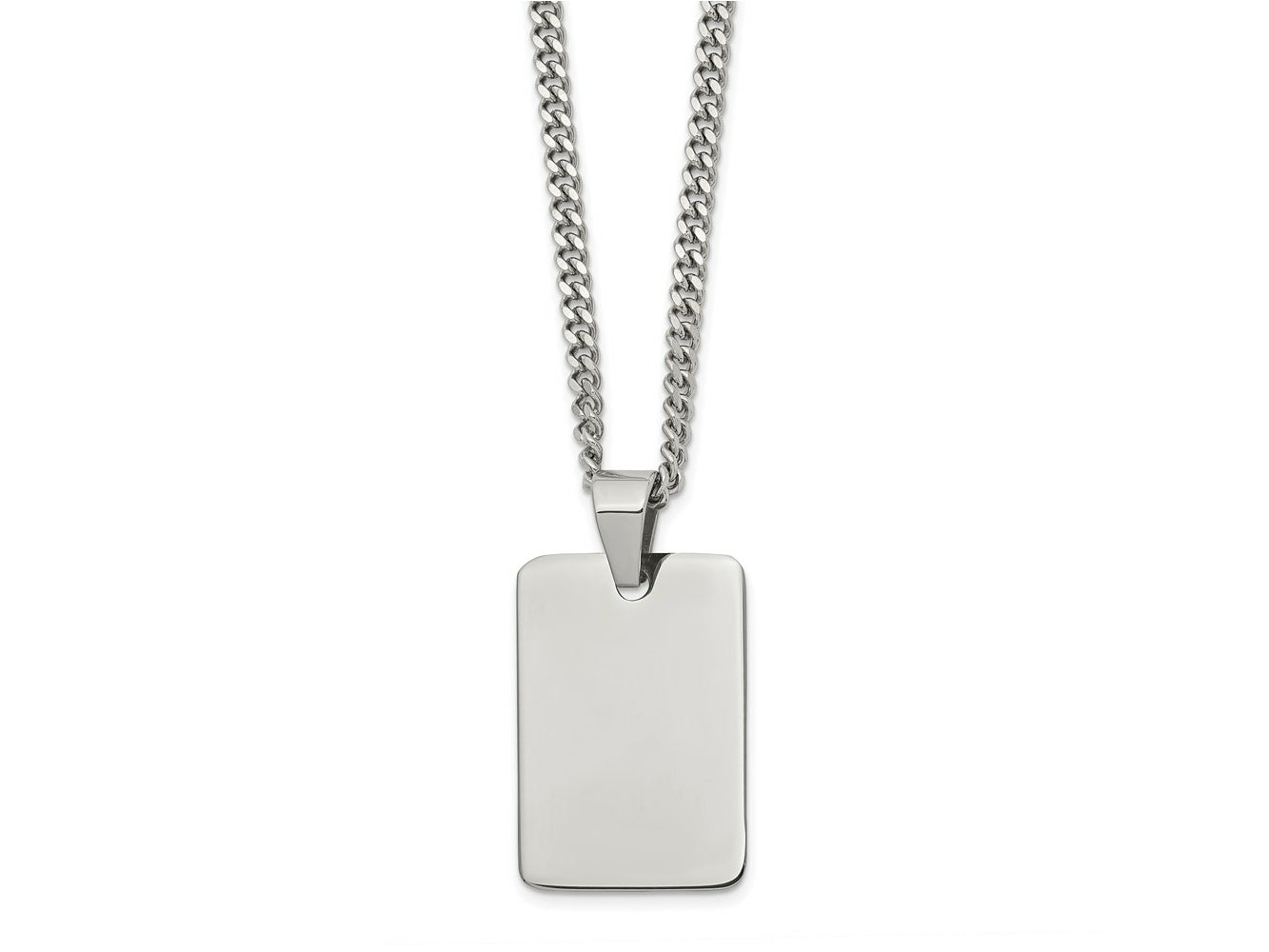 FJC Finejewelers Stainless Steel Curb Polished Dog Tag Necklace 24 Inches x 19 mm