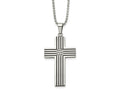 FJC Finejewelers Stainless Steel Black IP-plated 1/20ct Black Dia Cross Necklace 22 Inches x 29 mm