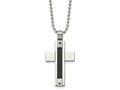 FJC Finejewelers Stainless Steel Black IP Cable 1/20ct Black Diamond Cross Necklace 24 Inches x 25 mm