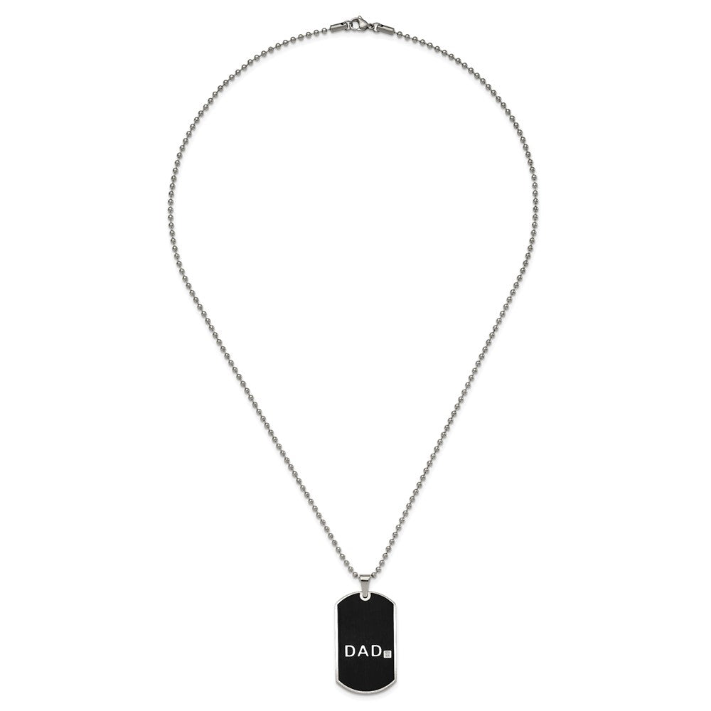 FJC Finejewelers Stainless Steel Dog Tag Black IP-plated DAD 8.75in Bracelet and Necklace Set 24 Inches