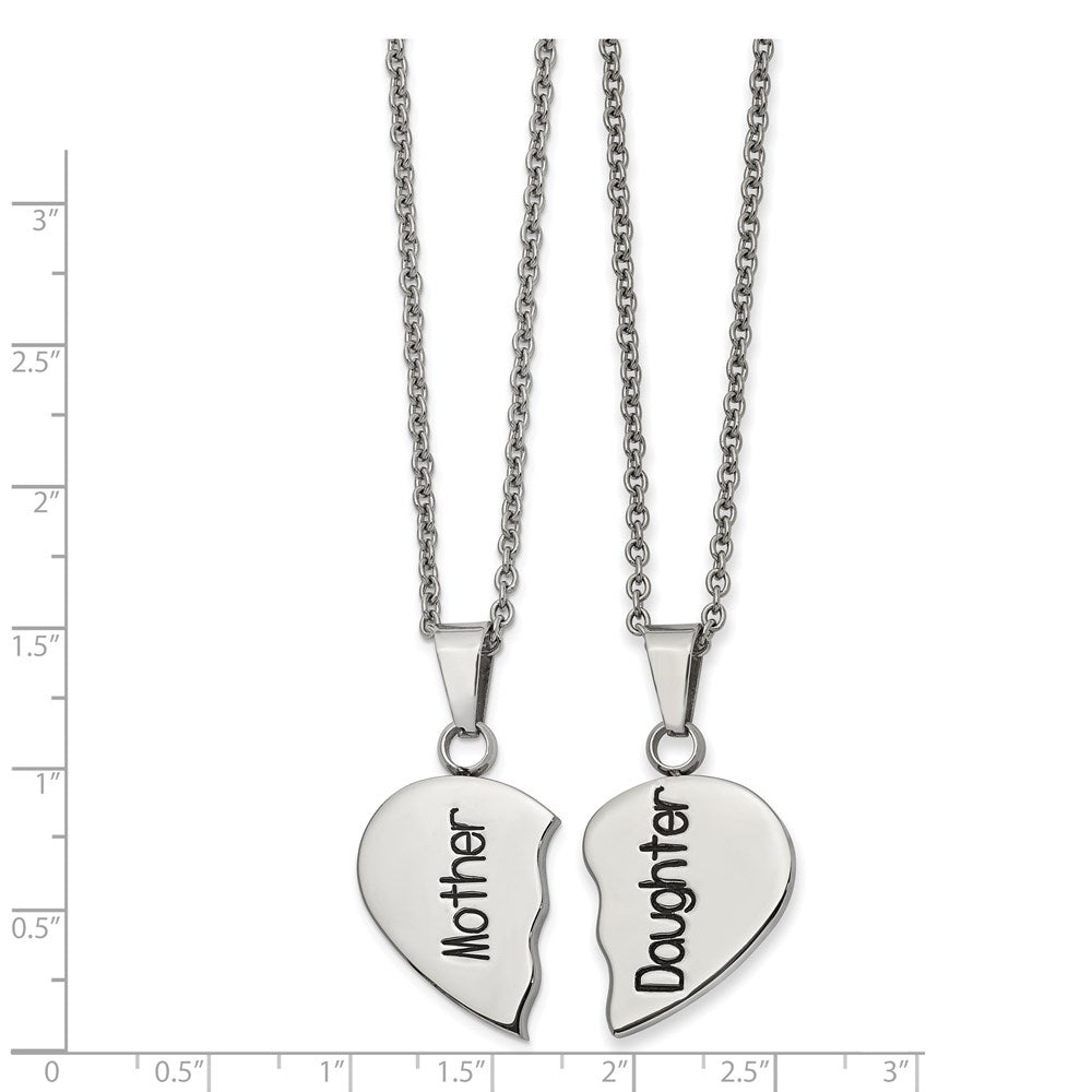 FJC Finejewelers Stainless Steel Polished and Enamel 1/2 Heart Mother/Daughter Necklace Set