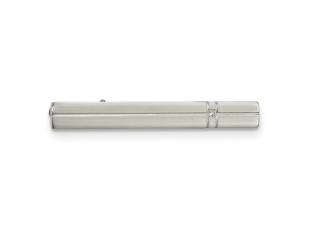 FJC Finejewelers Stainless Steel Tie Clip Polished with CZ Tie Bar 57 x 7 mm