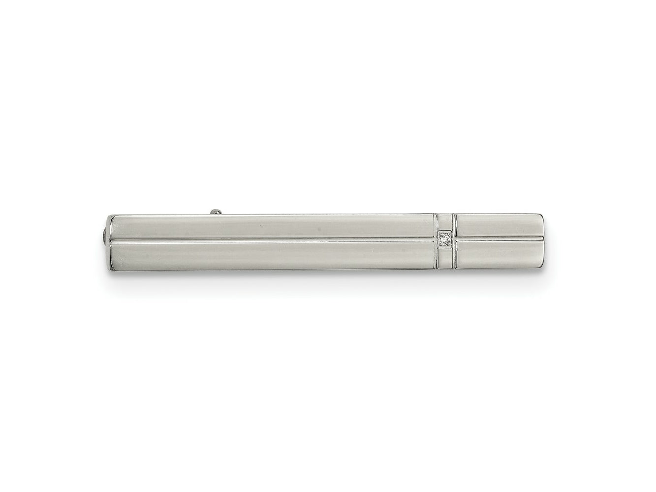 FJC Finejewelers Stainless Steel Tie Clip Polished with CZ Tie Bar 57 x 7 mm