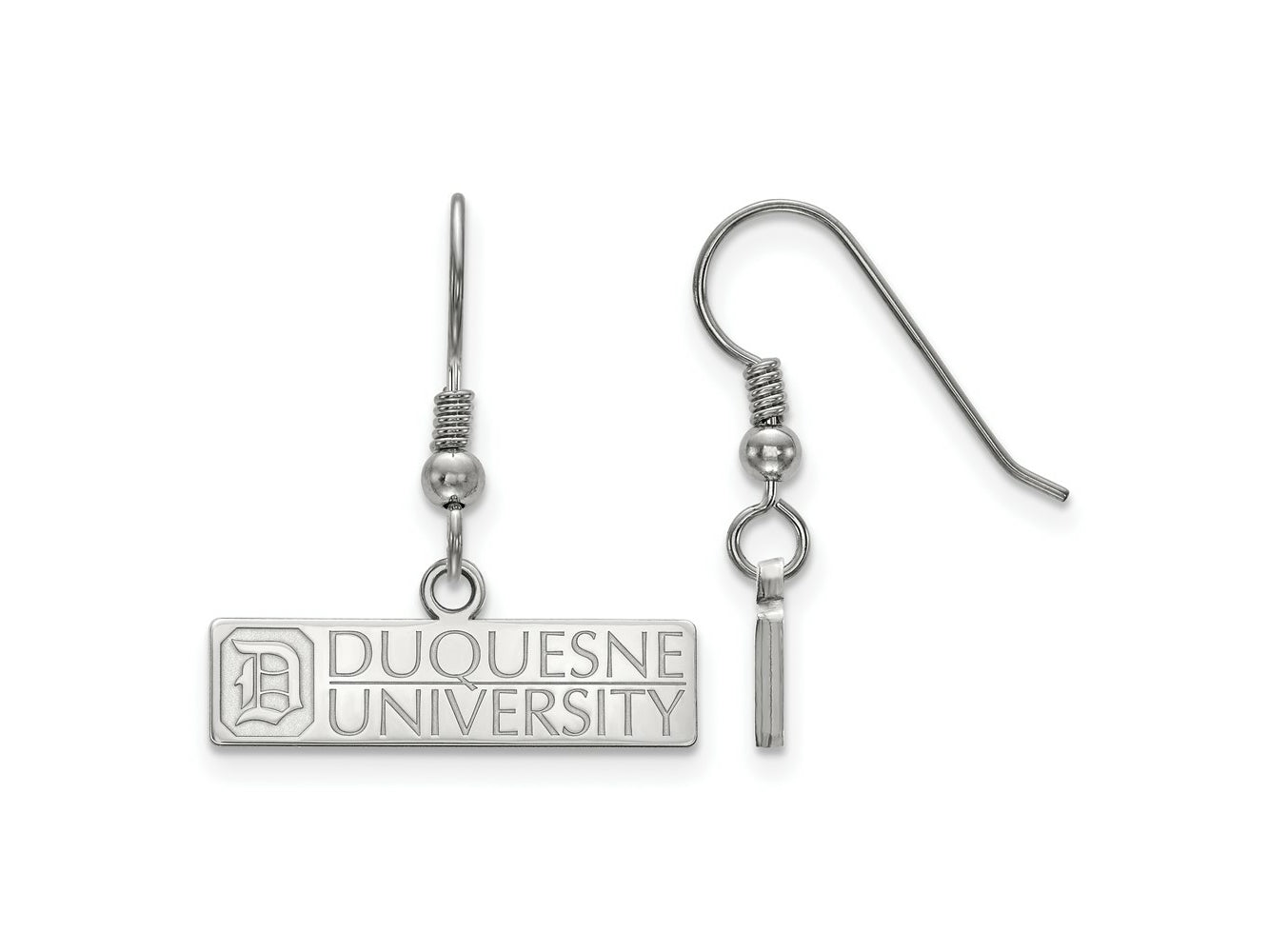 LogoArt 925 Sterling Silver Duquesne University Small Dangle Earrings 31 x 18 mm