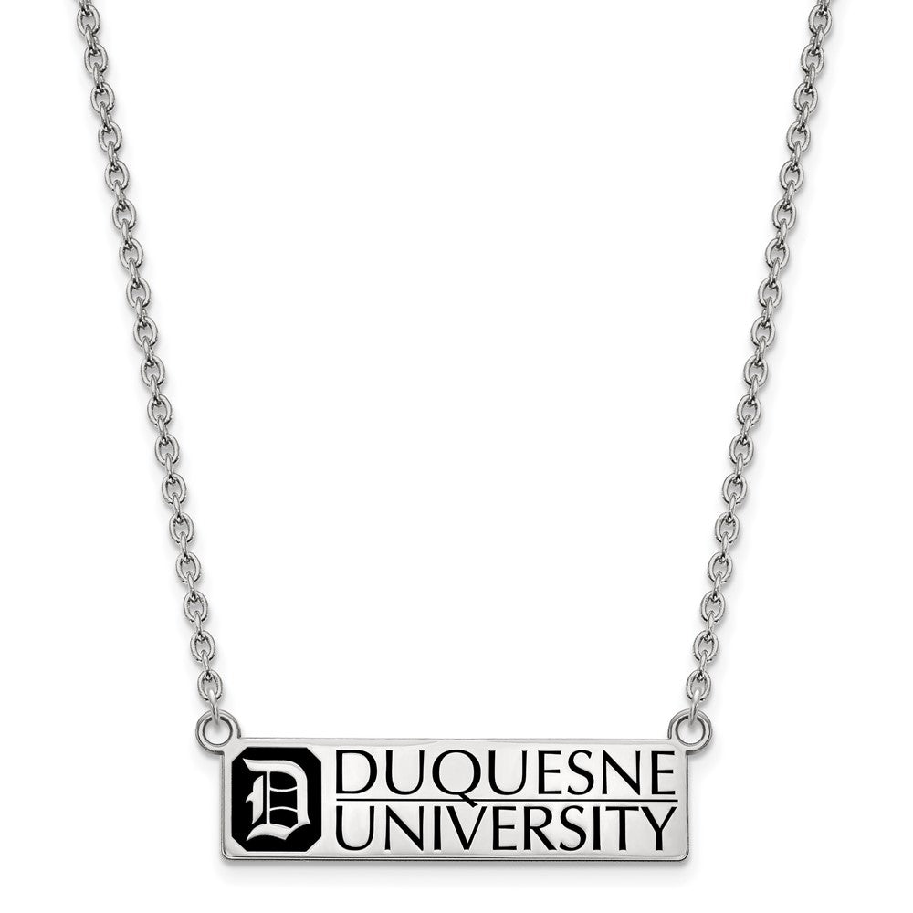 LogoArt 925 Sterling Silver Cable Duquesne University Enamel Large Pendant with Necklace 18 Inches x 27 mm