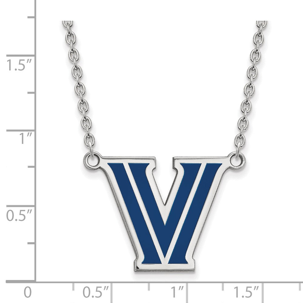 LogoArt 925 Sterling Silver Cable Villanova University Enamel Pendant Necklace 18 Inches x 22 mm