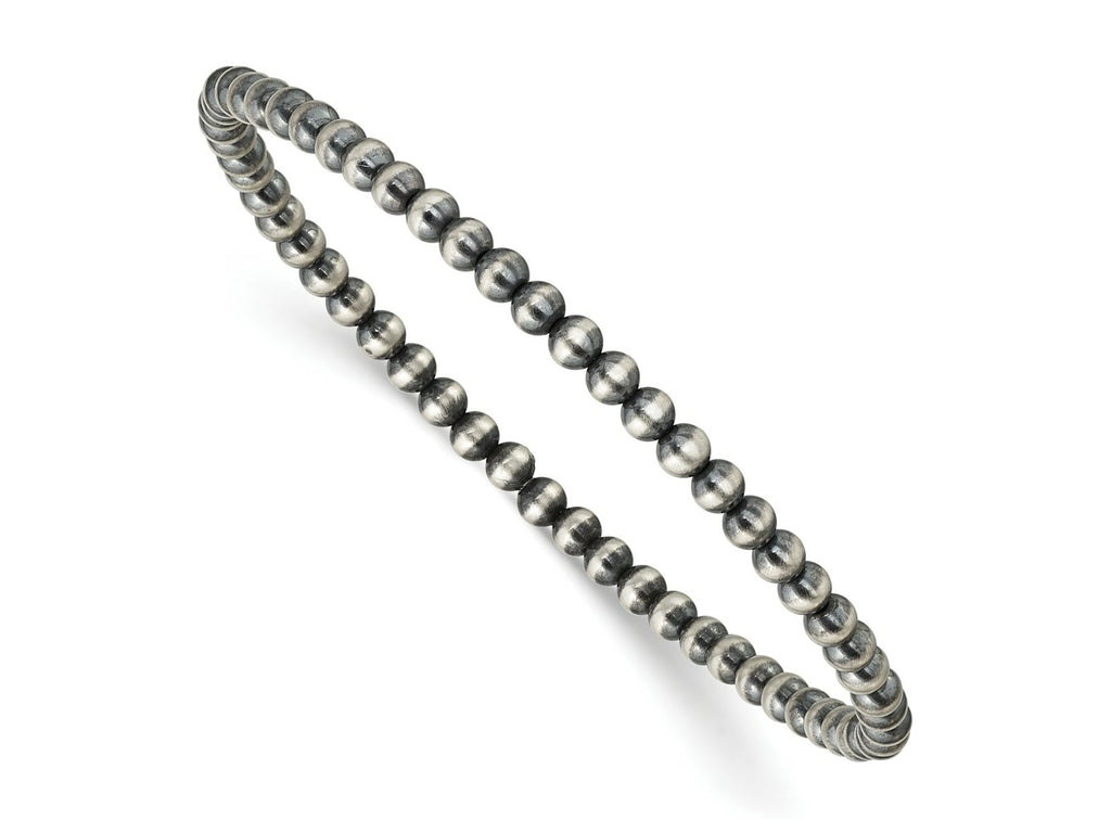 FJC Finejewelers 925 Sterling Silver Bead and Beaded 6.5in 3.00mm Navajo Style Beaded Stretch Bracelet 6.5 Inches x 3 mm
